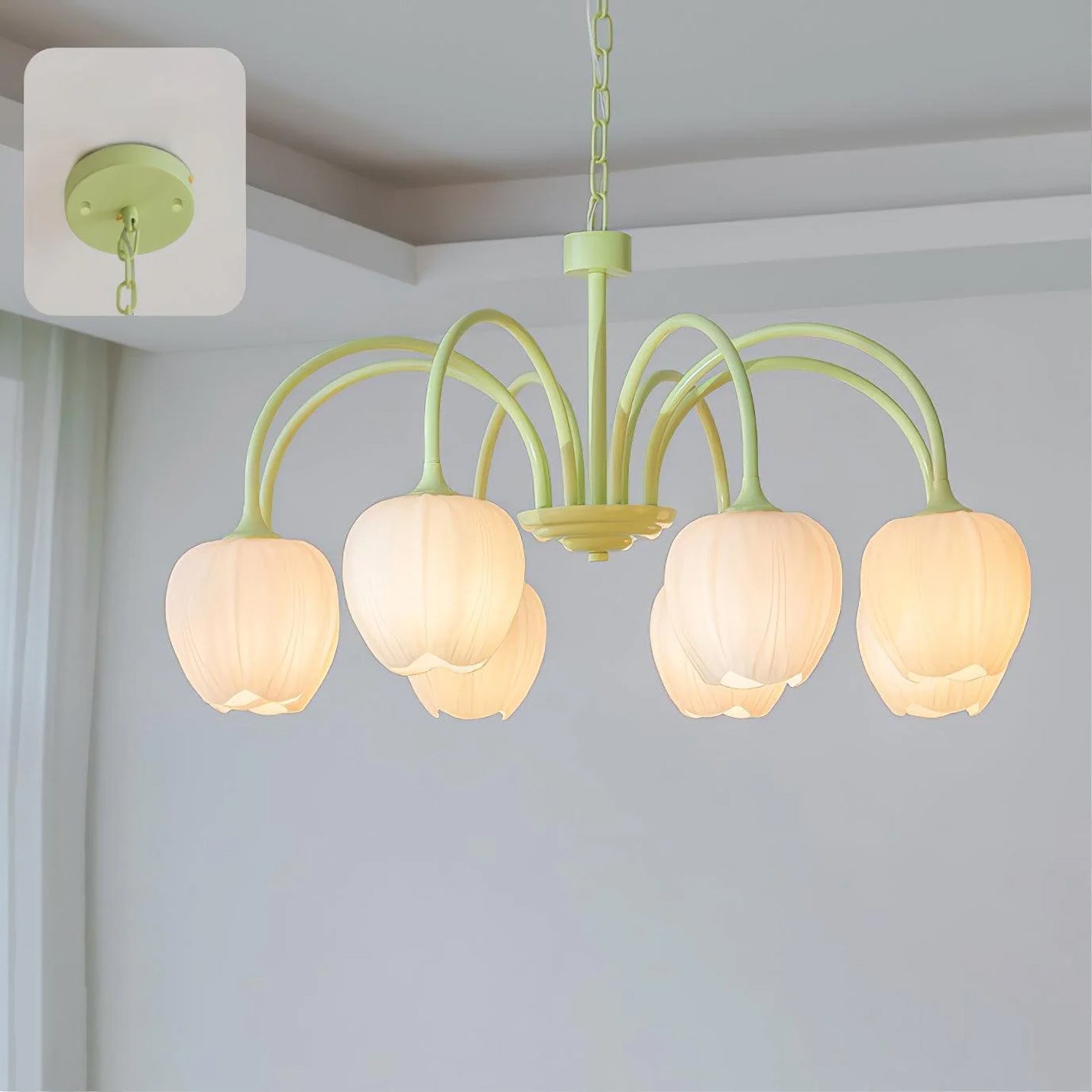Lustra Kronleuchter Tulip Matcha Glas-Letslighting