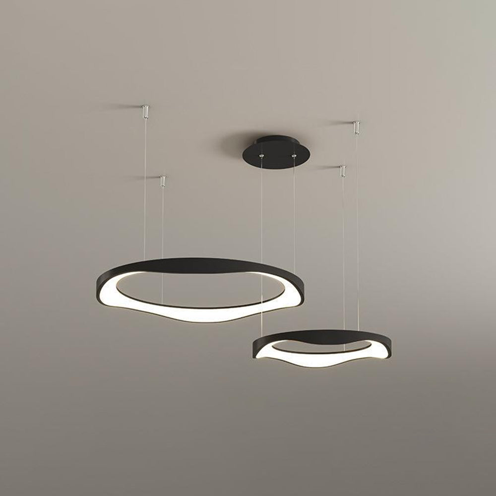 Arisha Modern LED Pendelleuchte Ring Esstisch, Schwarz/Weiß, Metall Acryl