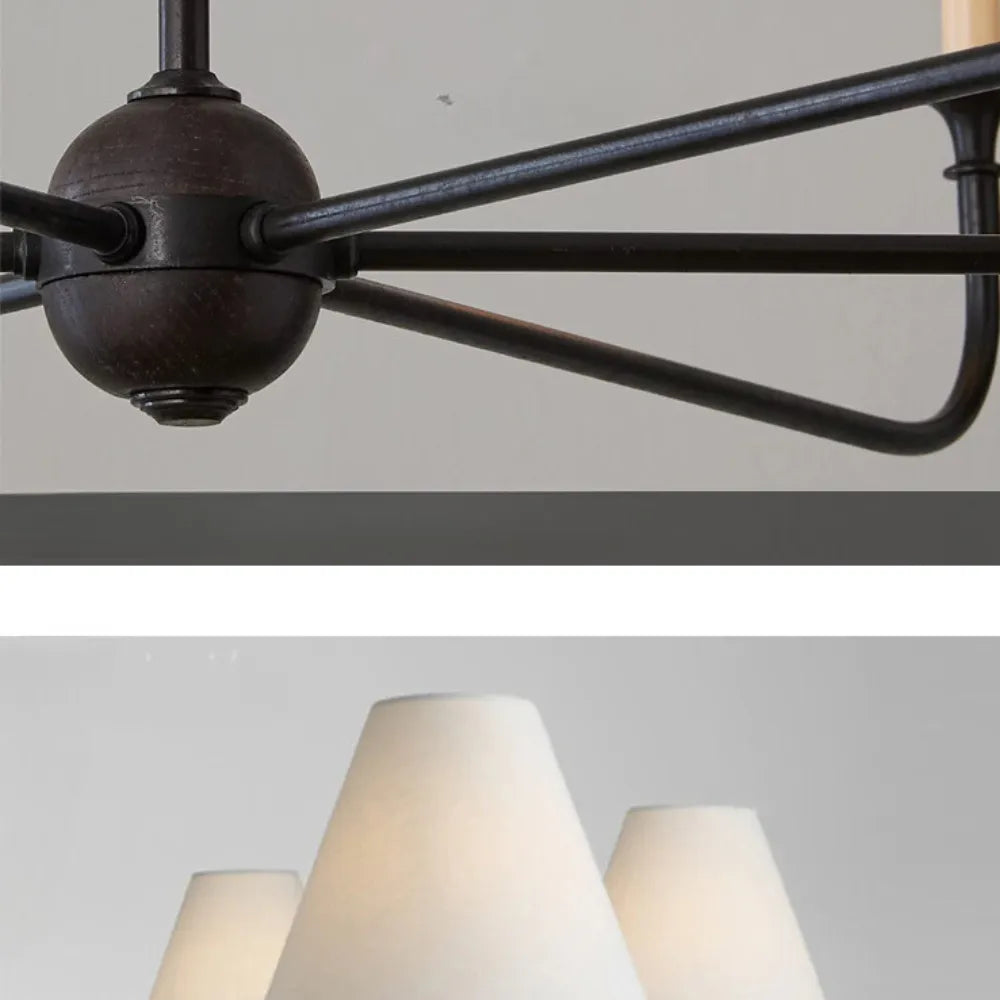Epoch Vintage Retro Metall Kronleuchter für Wohnzimmer, Schwarz/Weiß/Messing