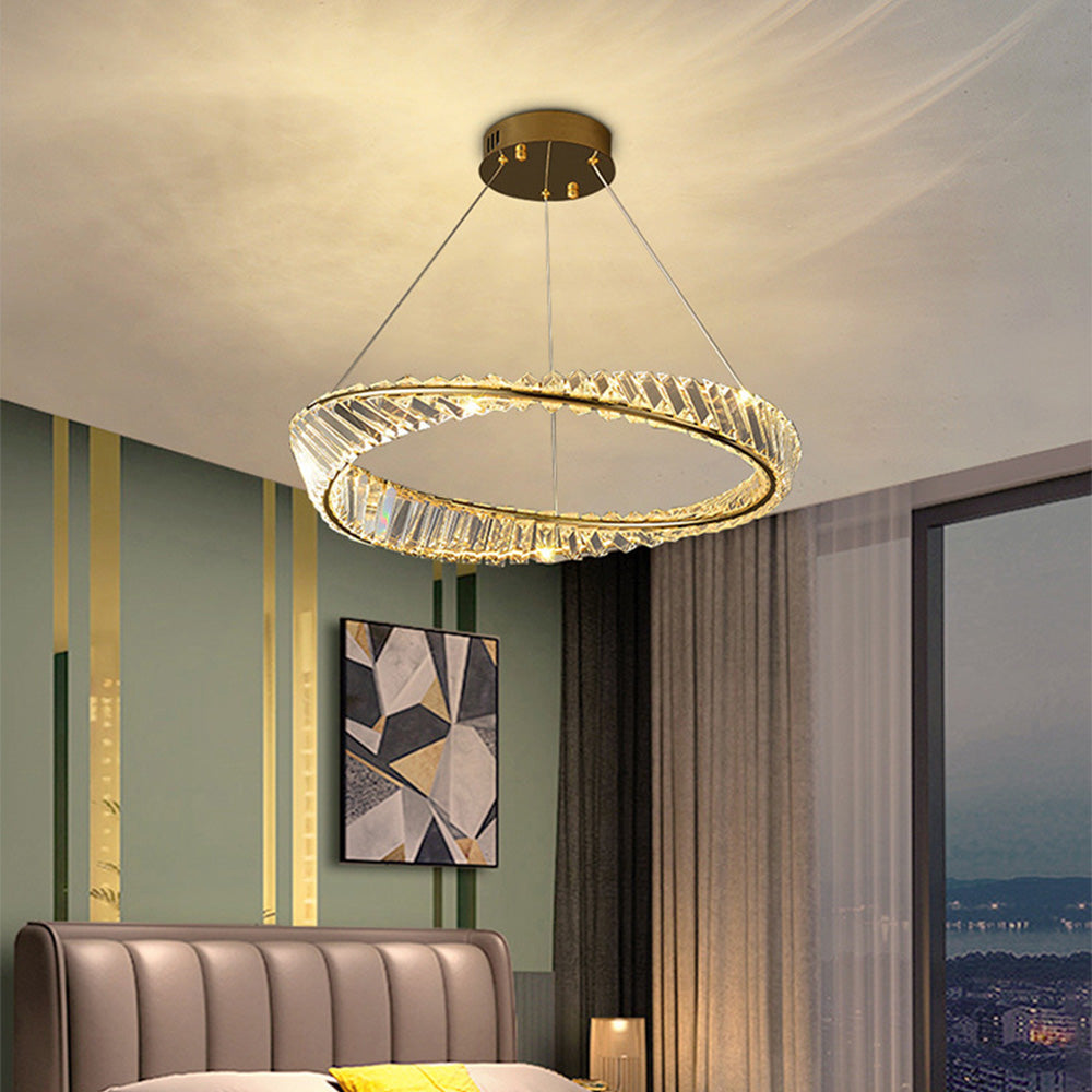 Kristy Kronleuchter luxuriös Rund LED Gold Glas Schlaf/Wohnzimmer-Letslighting
