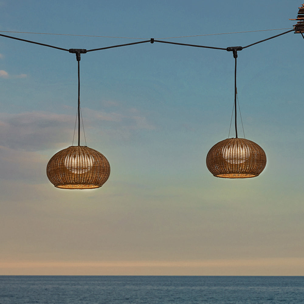 Ritta Design LED Außenpendelleuchte Garten/Terrasse/Flur Bambus&Acryl
