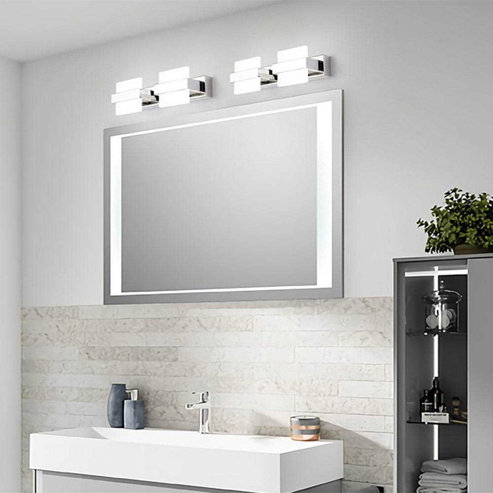 Arisha Modern Square LED Wandleuchte Silber Bade/Wohnzimmer Metall&Acryl