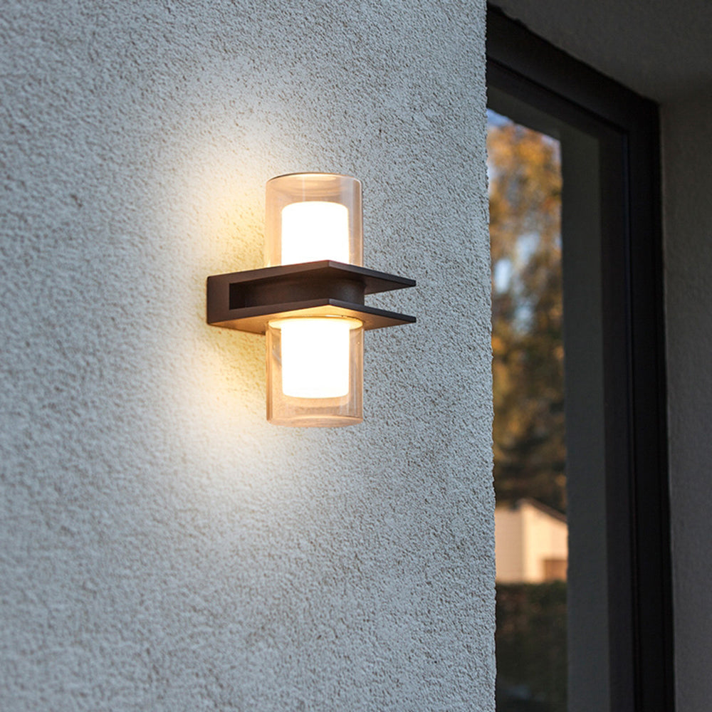 Ray Außenwandleuchte, 2-flammig, Aluminium & Glas