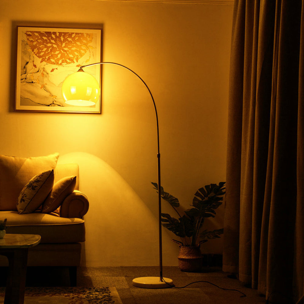 Mira Modern LED Stehlampe Orange/Weiß Wohn/Schlaf/Esszimmer Metall&Marmor&Acryl