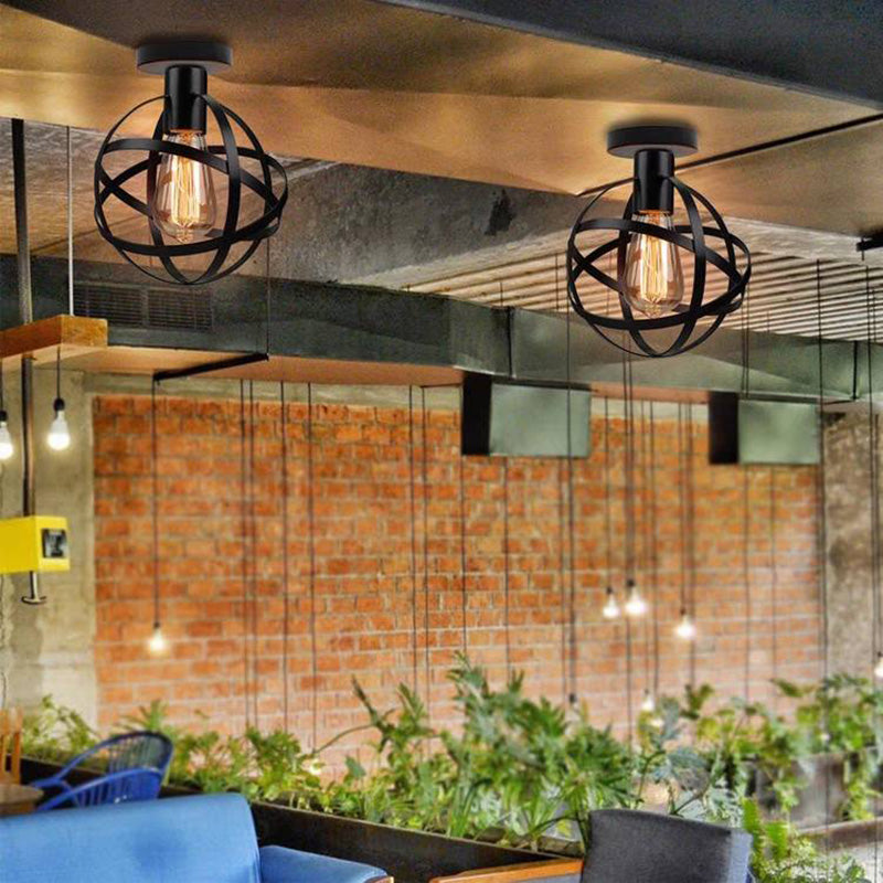 Arisha Vintage LED Deckenleuchte Kugel Schwarz Esszimmer Metall