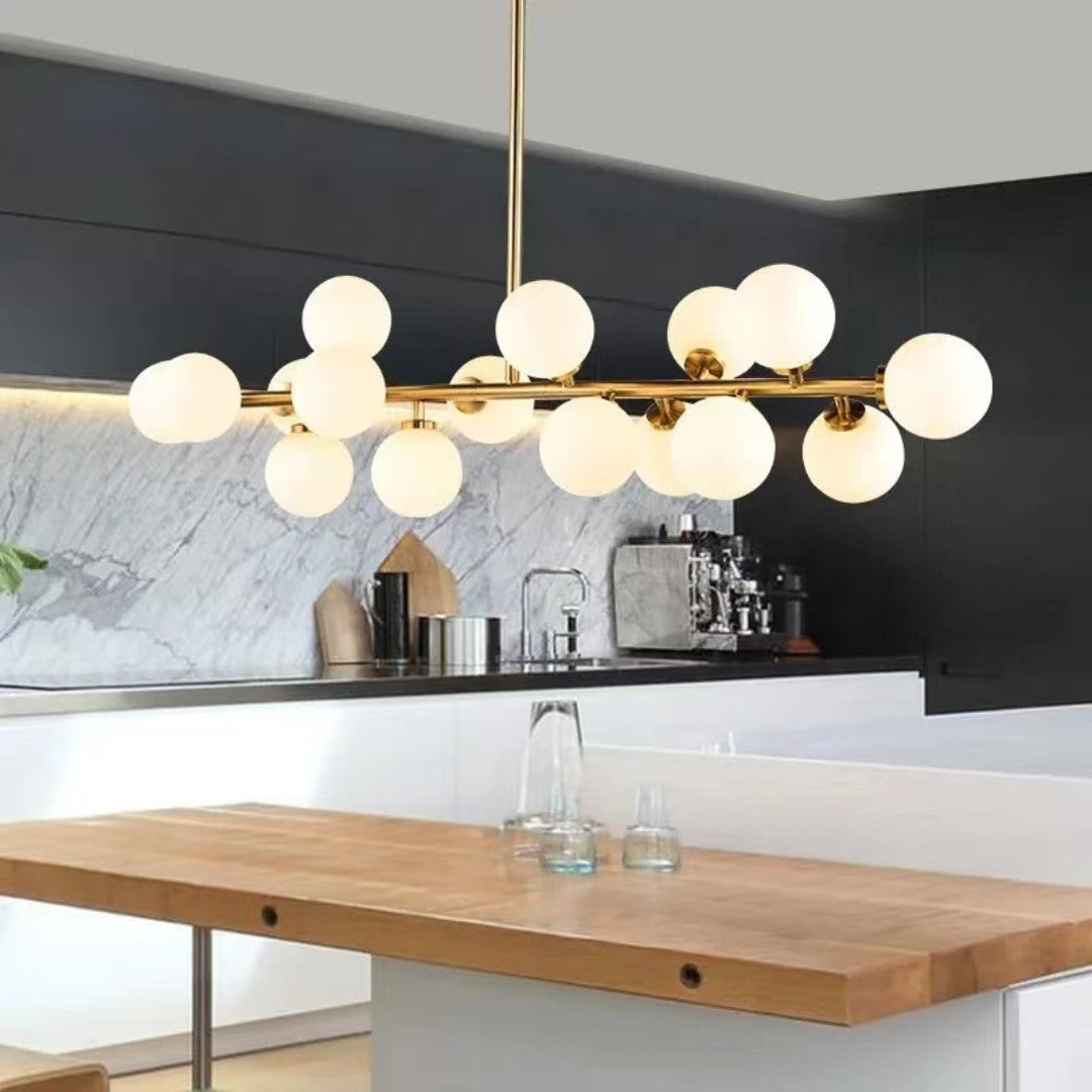 Valentina Design LED Pendelleuchte Schwarz/Gold Glas Ess/Wohnzimmer