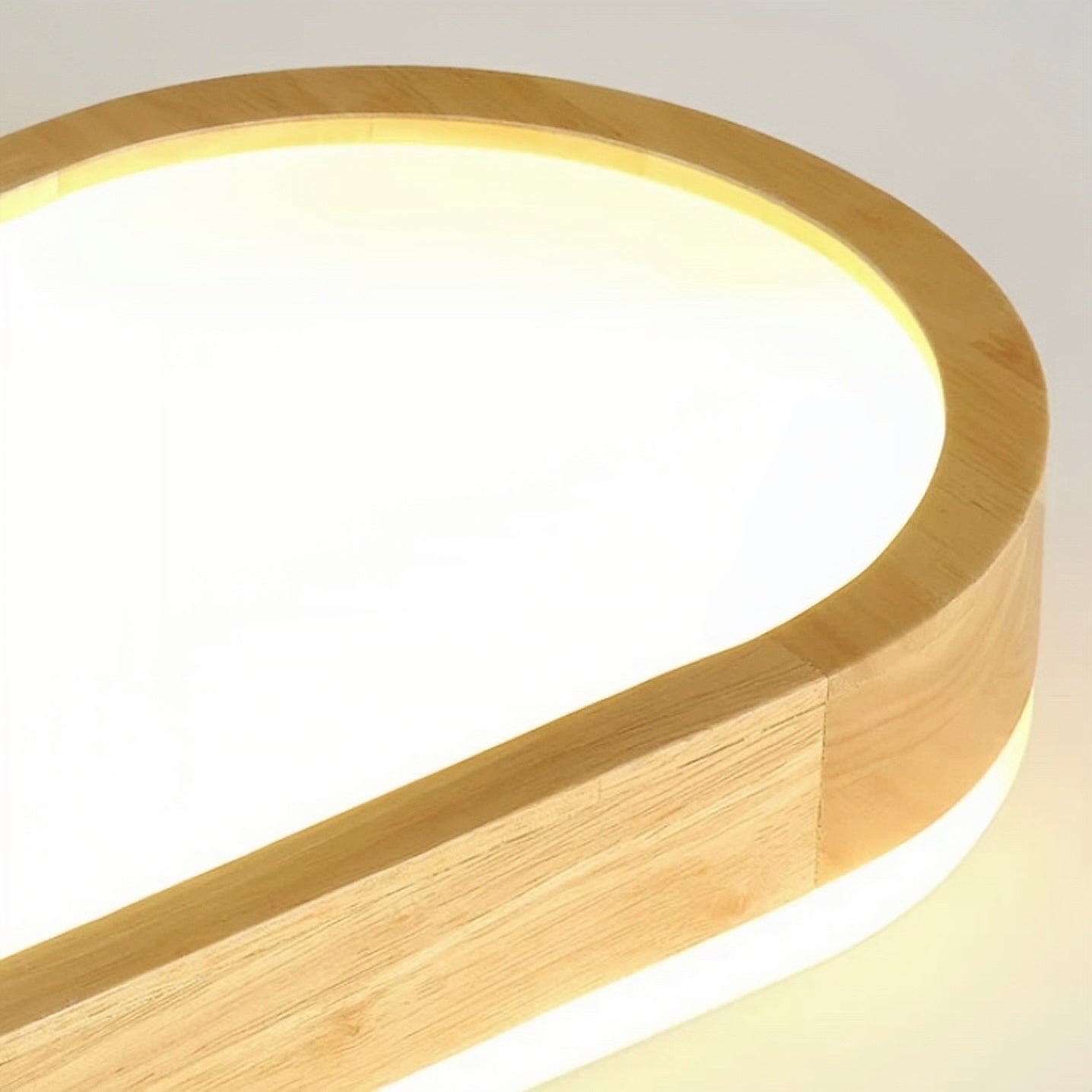 Muto Modern Oval LED Deckenleuchte Holz Wohn/Schlafzimmer Holz&Acryl 65/90/120CM Lang