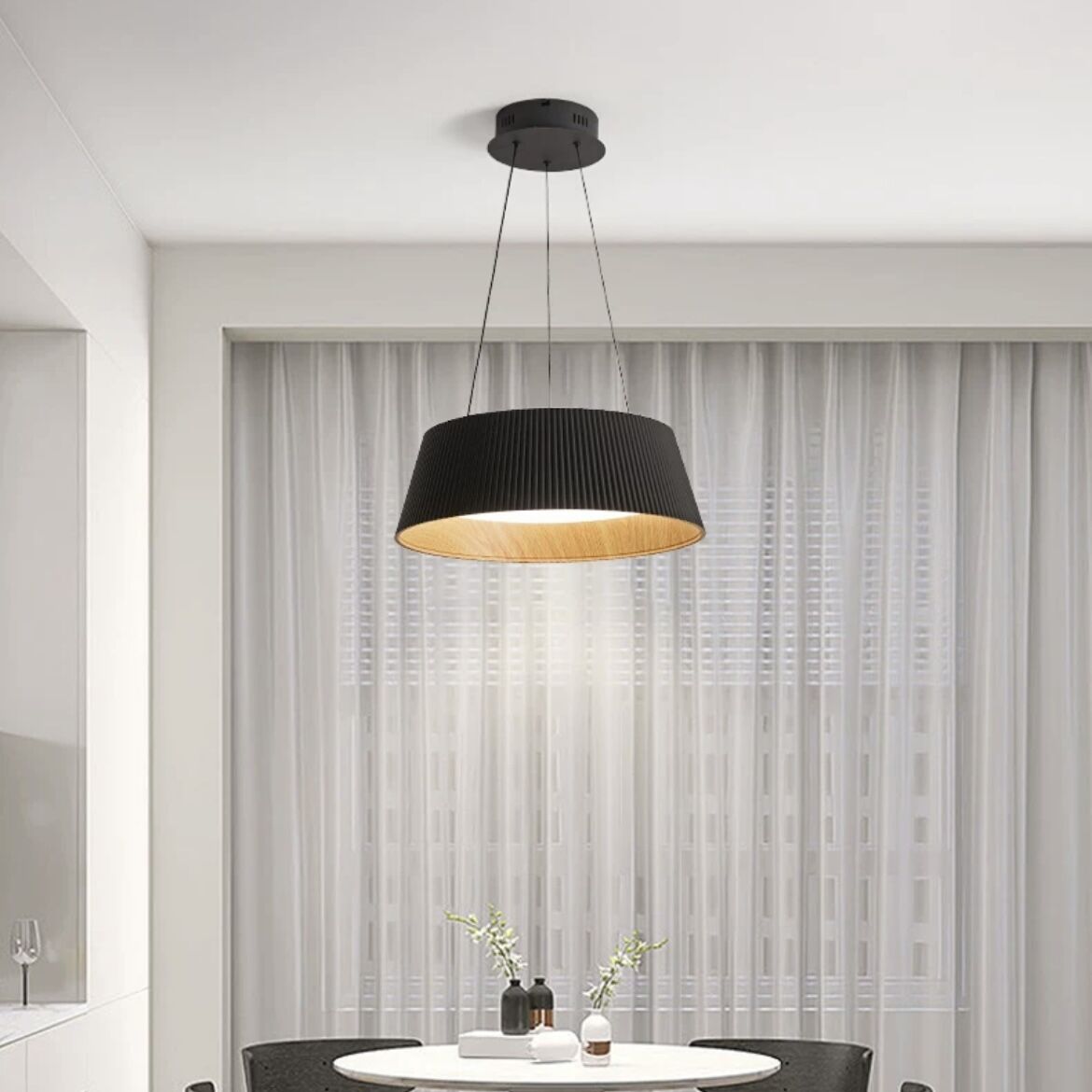 Silva Modern LED Pendelleuchte Deckenleuchte Schwarz Wohnzimmer