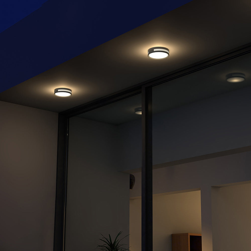 Ray Modern Runde LED Außenwandleuchte Schwarz Flur/Balkon Metall&Acryl ∅18CM