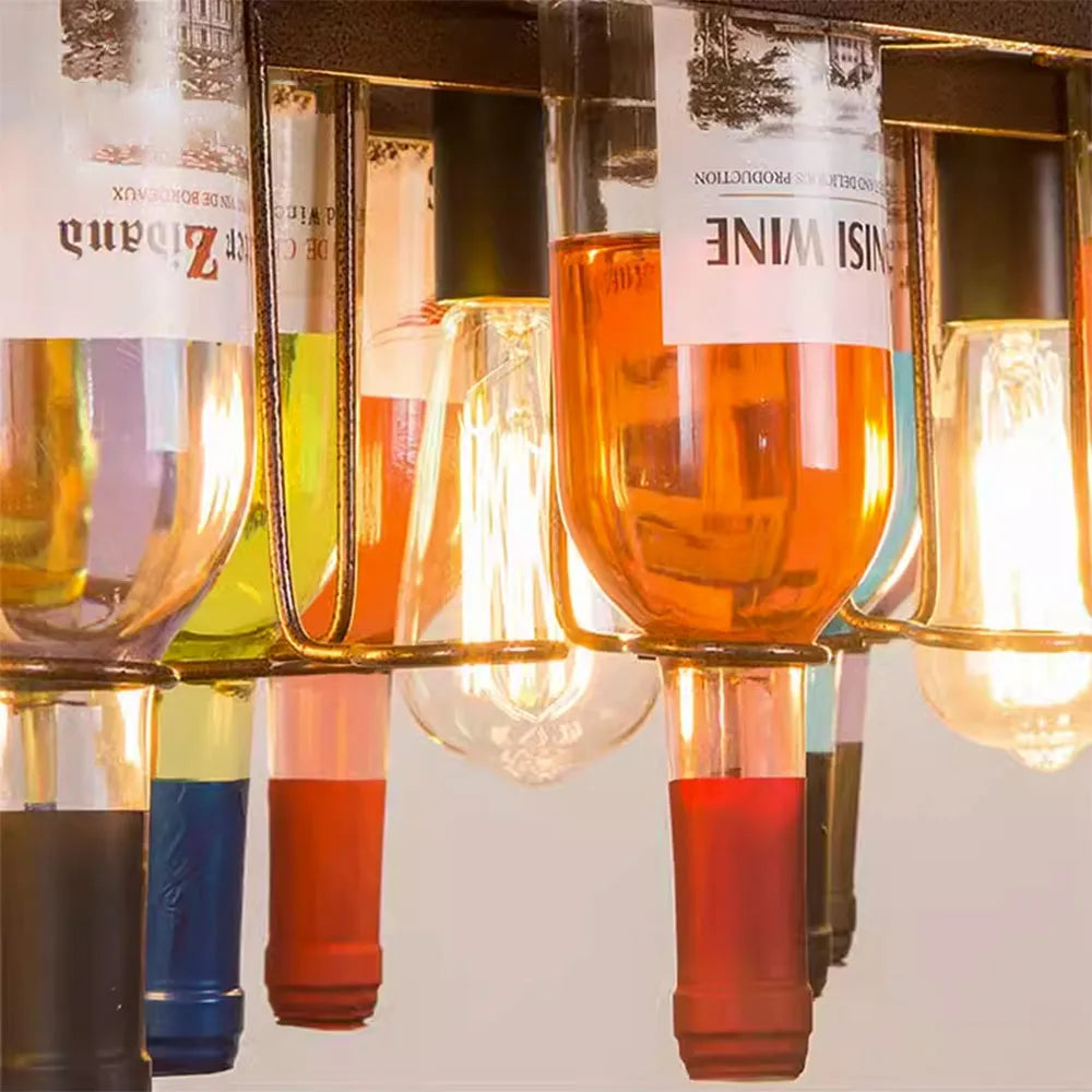 Epoch Art-Deco Weinflasche Glas Pendelleuchte Rust Wohnzimmer