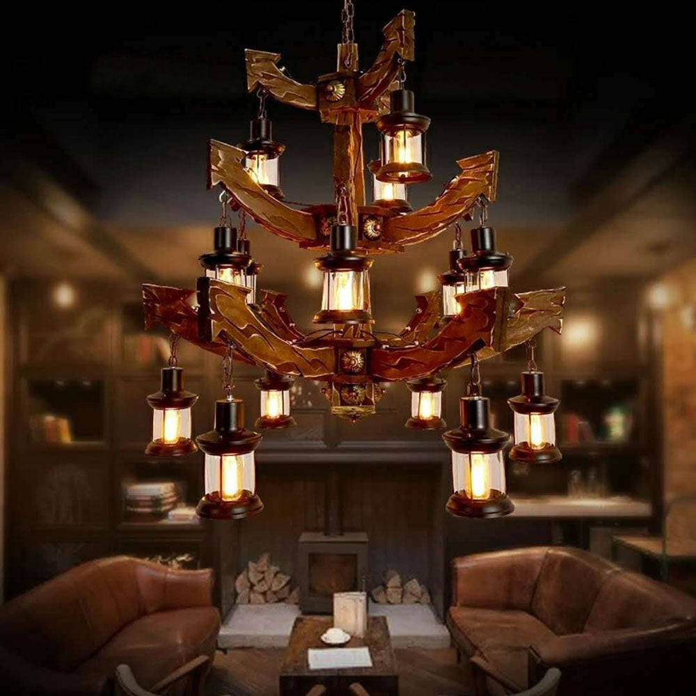 Epoch Designer LED Kronleuchter Schlafzimmer/Esszimmer Holz/Metall