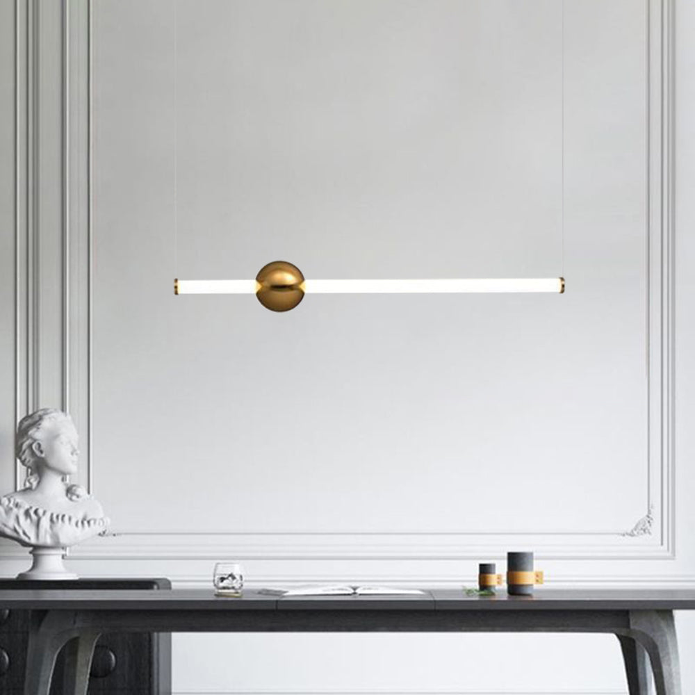 Arisha Modern LED Pendelleuchte Weiß/Gold Wohn/Schlafzimmer Metall&Glas 60CM Lang
