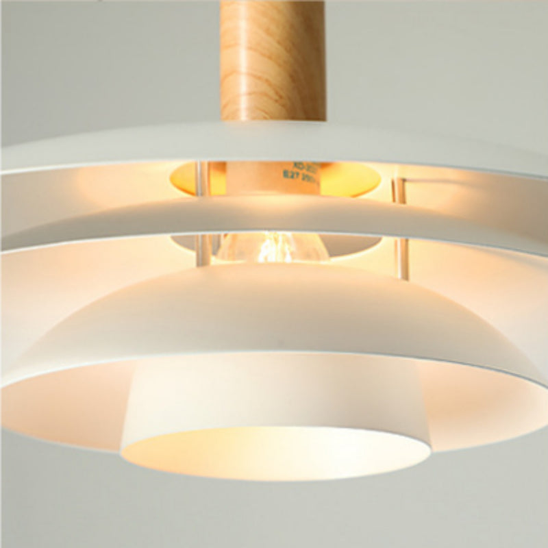 Valentina Moderne LED Pendelleuchte Weiß Holz Metall Schlafzimmer