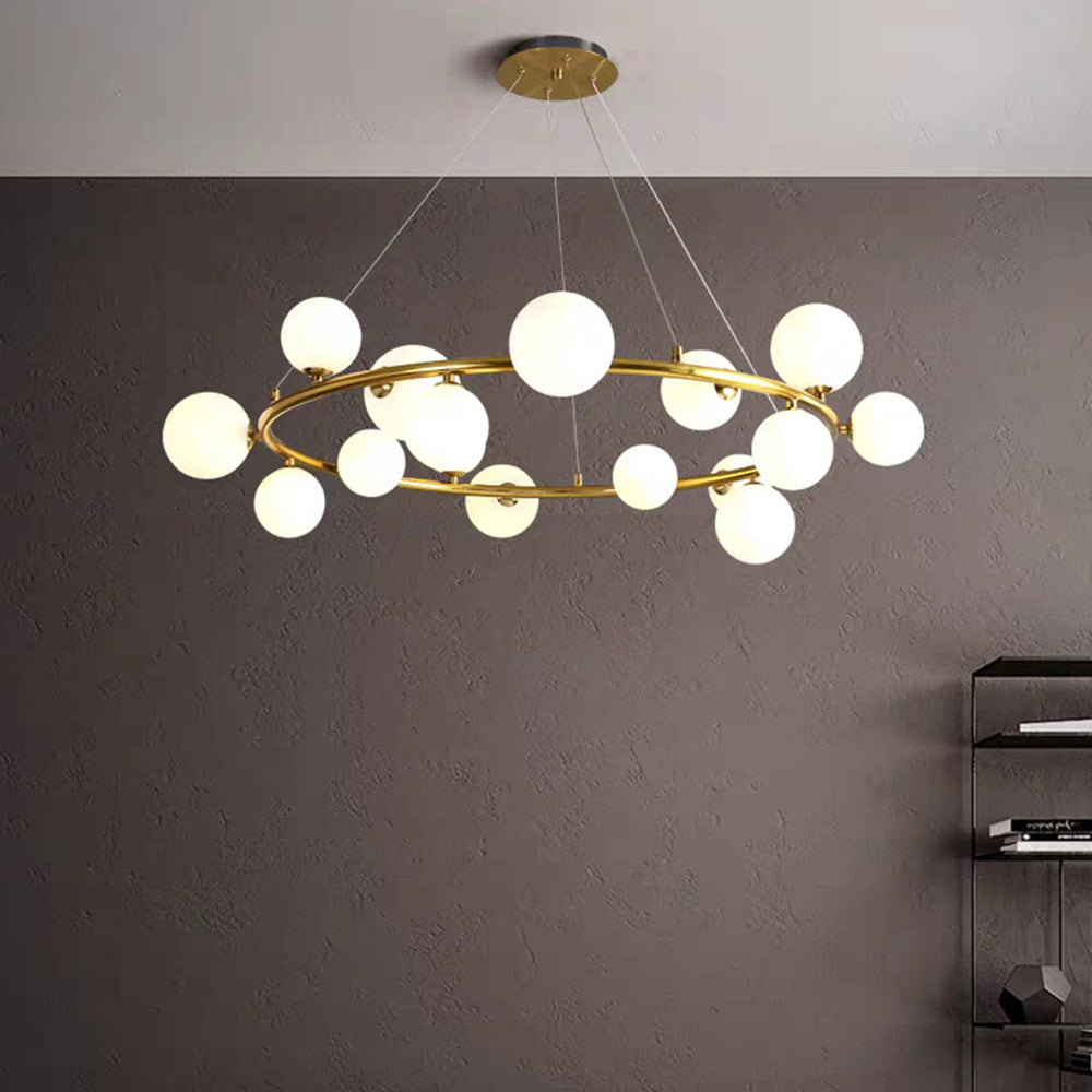 Valentina Modern Glaskugel LED Kronleuchter Gold/Schwarz Esstisch/Wohnzimmer Metall mit 3 größrn