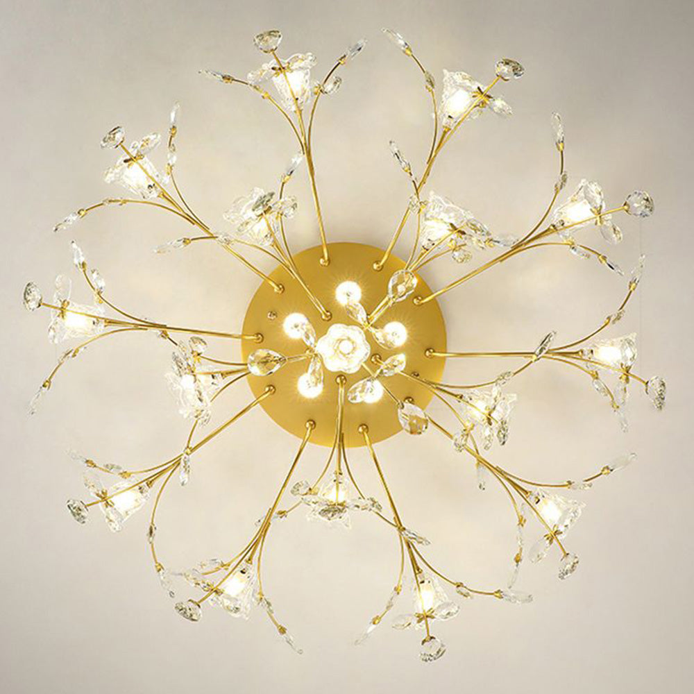 Kristy Deckenleuchte Blume Design LED Gold Wohn/Schlaf/Kinderzimmer Flur Glas
