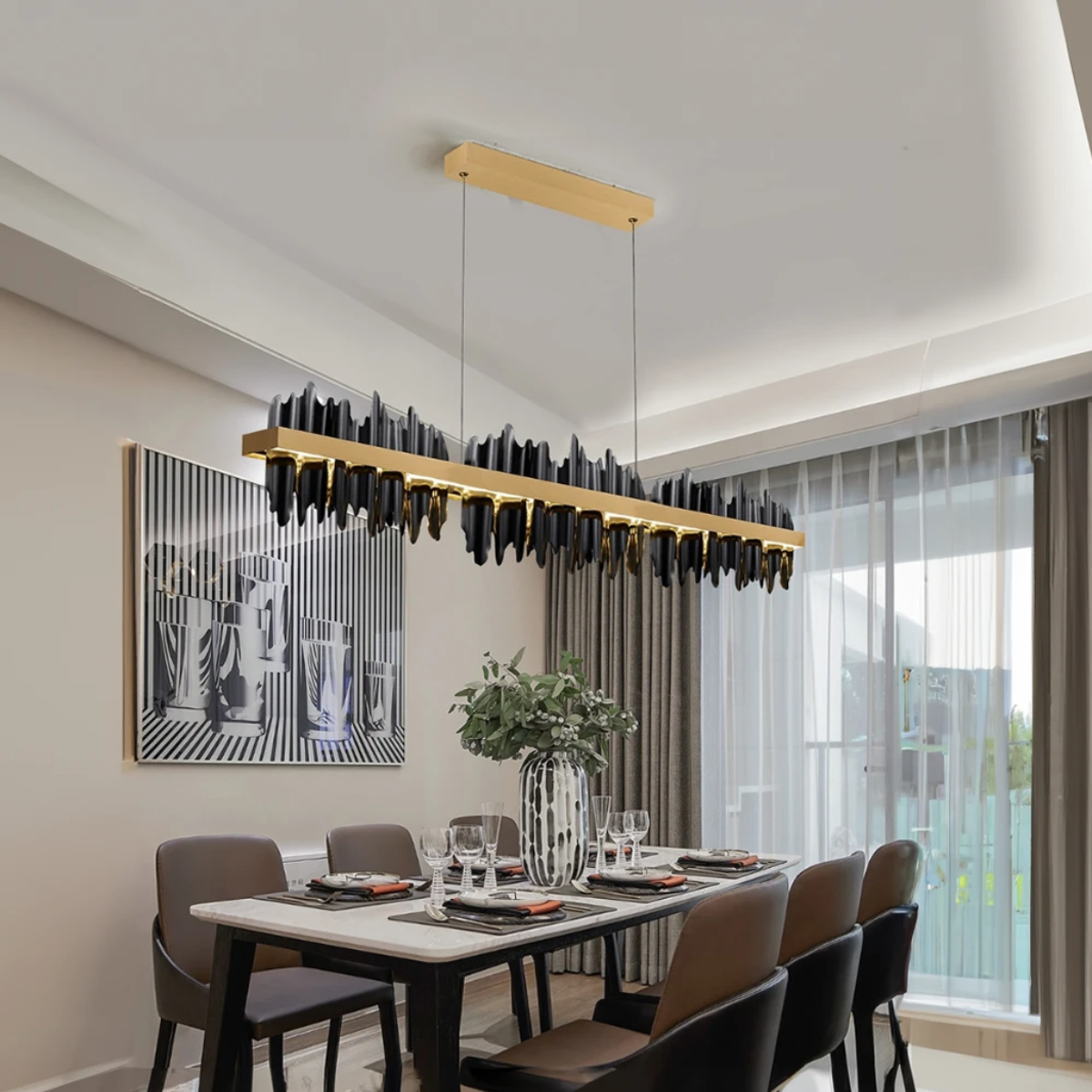 Kristy Industrial Kronleuchter Metall Gold Schwarz Wohnzimmer-Letslighting