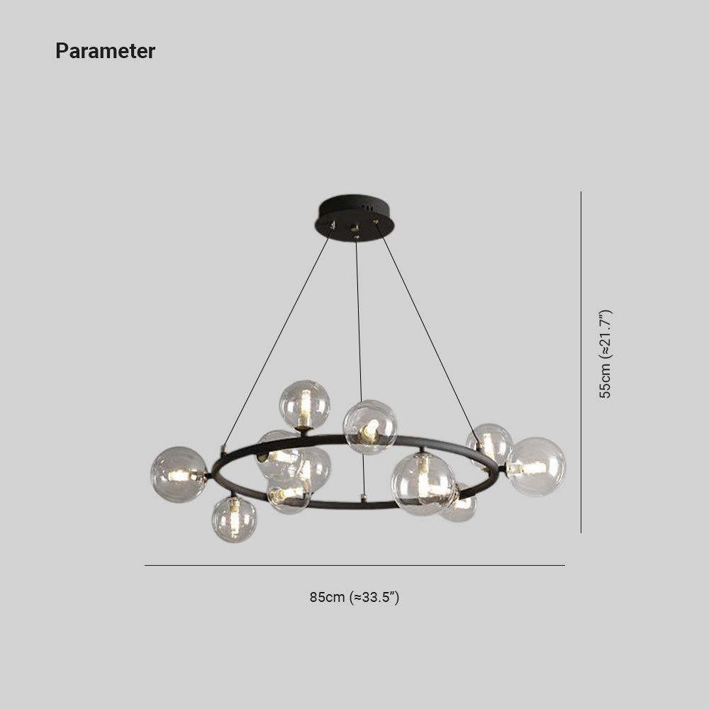 Valentina Modern Glaskugel LED Kronleuchter Gold/Schwarz Esstisch/Wohnzimmer Metall mit 3 größrn