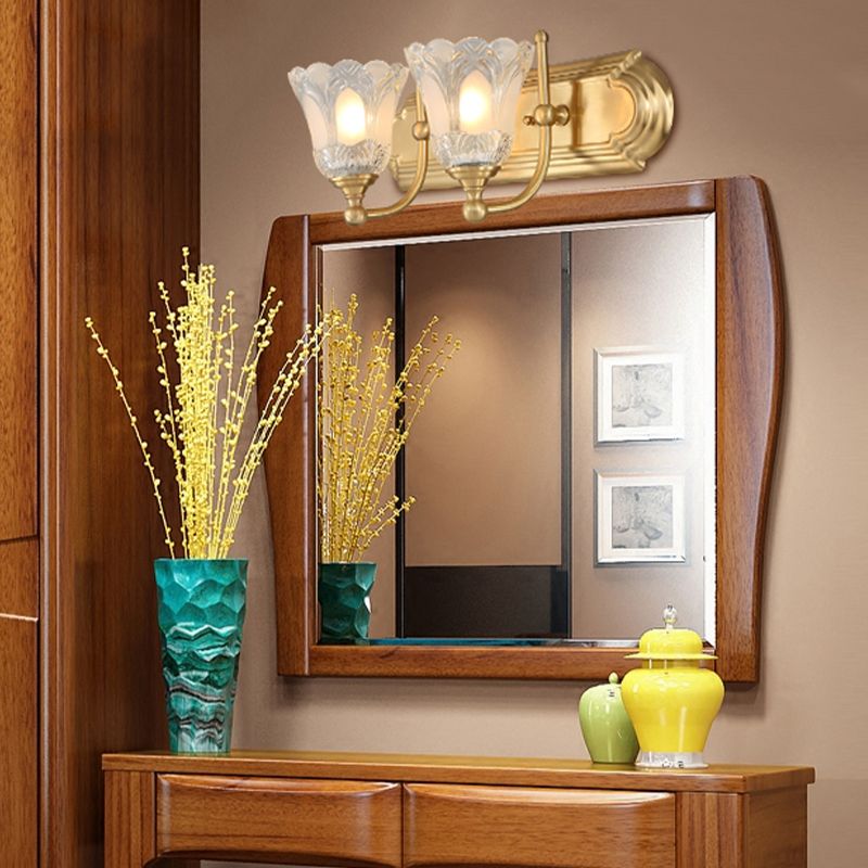 Arisha Moderne Blume LED Wandleuchte Gold Badezimmer Metall Kristall Größen 45 / 61 cm