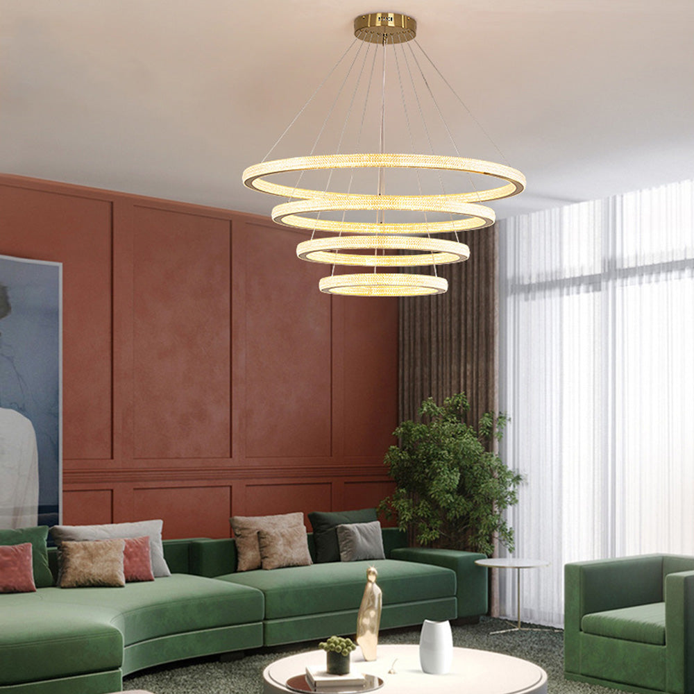 Kristy Modern Ring LED Kronleuchter Gold Wohn/Schlafzimmer Metall-Letslighting