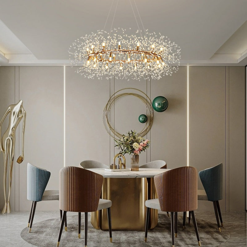 Kristy Pendelleuchte Löwenzahn LED aus goldfarbenem Modern für Schlafzimmer/Wohnzimmer