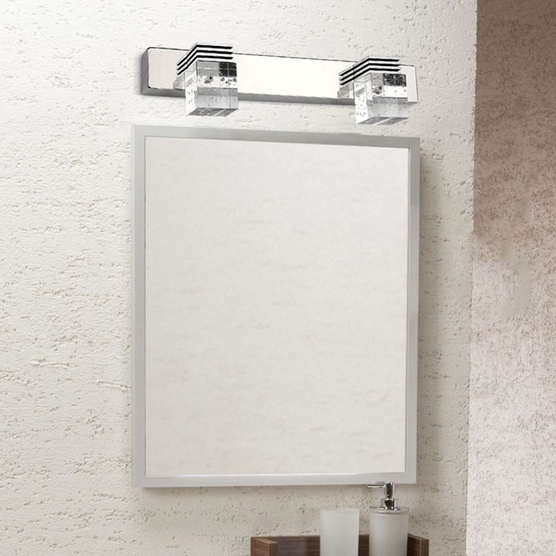 Arisha Modern Quadratisch LED Wandleuchte Silber Schlaf/Badezimmer Metall Kristall