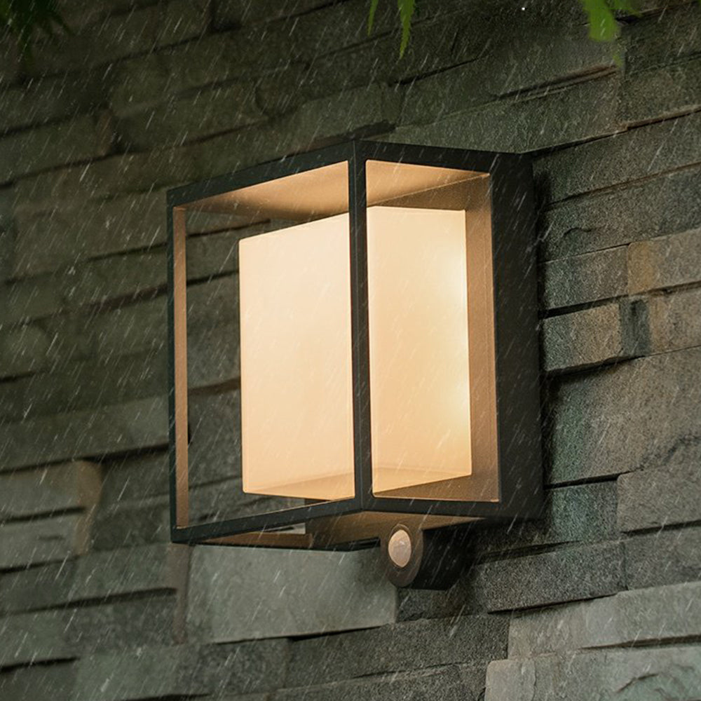 Ray Modern Rechteckig LED Außenwandleuchte Schwarz Flur/Garten Acryl Sensor Solar
