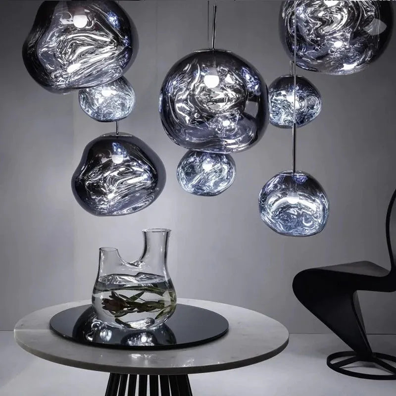 Valentina Melt Glas Pendelleuchte in Lavaoptik
