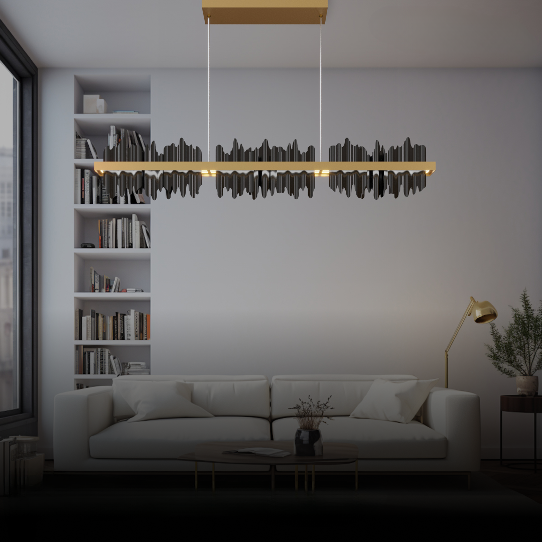 Kristy Industrial Kronleuchter Metall Gold Schwarz Wohnzimmer-Letslighting