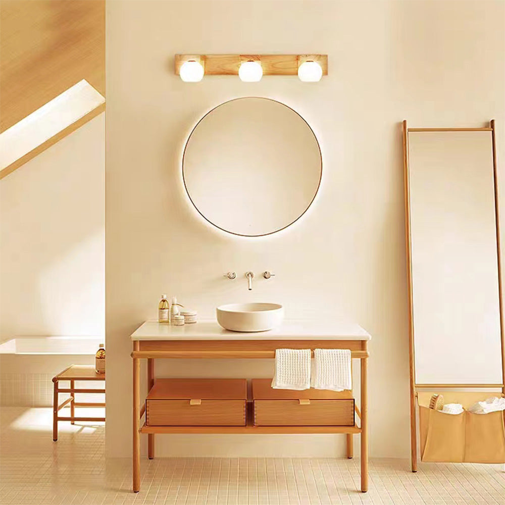 Muto Design LED Wandleuchte Schlafzimmer/Wohnzimmer Holz/Glas
