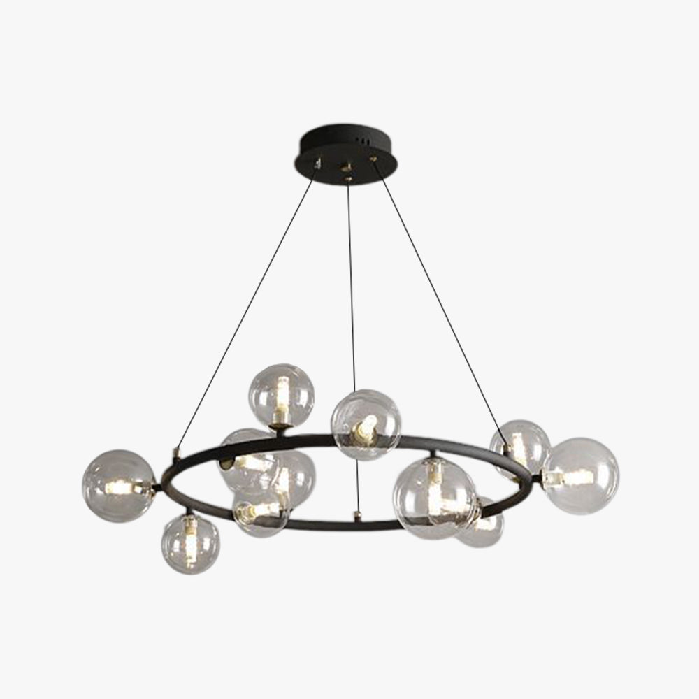 Valentina Modern Glaskugel LED Kronleuchter Gold/Schwarz Esstisch/Wohnzimmer Metall mit 3 größrn
