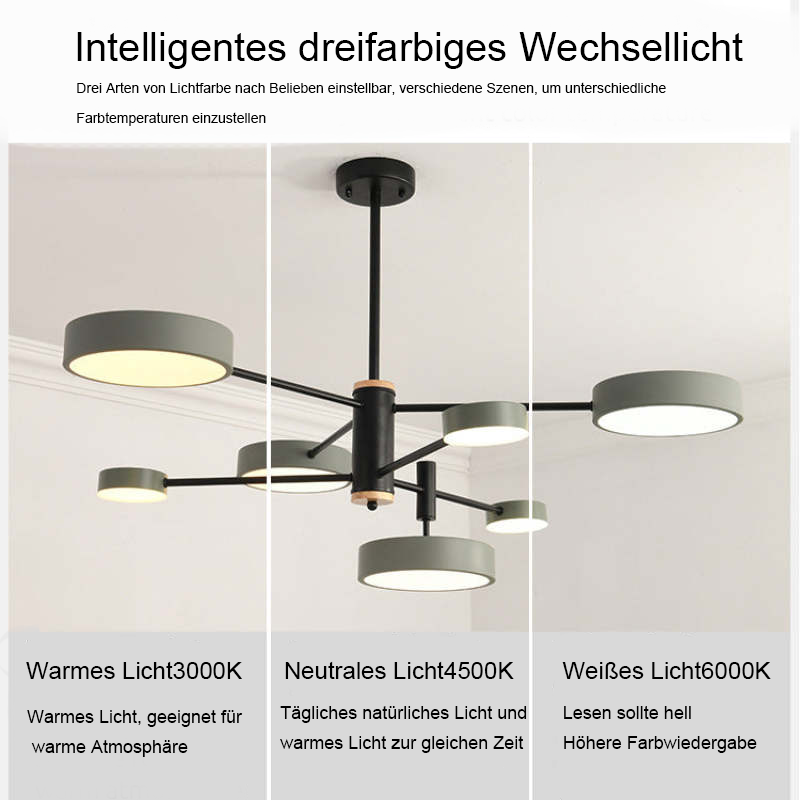 Arisha Modern LED Pendelleuchte Gold/Weiß/Grau Wohn/Schlaf/Esszimmer Esstisch Metall&Holz 3 Farbwechsel Per Schalter-Letslighting