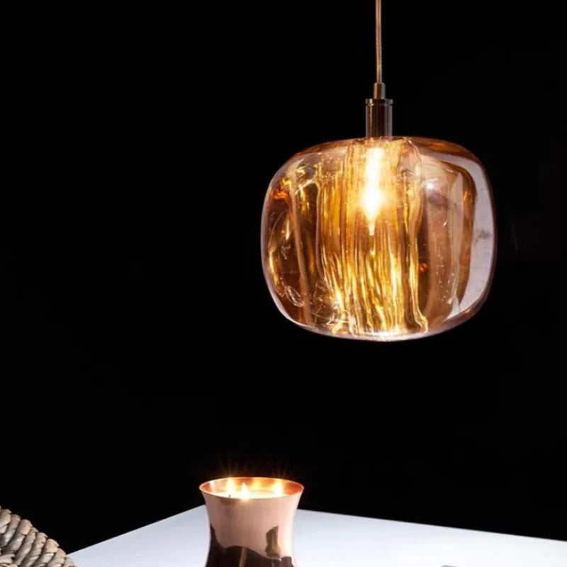 Valentina Modern Kugel LED Pendelleuchte Bernstein/Klar/Rauchgrau Esszimmer Glas
