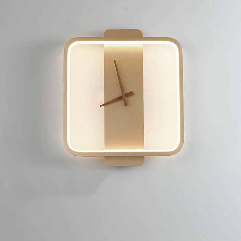 Valentina Arisha Square Clock Metall/Acryl Wandleuchte Gold Wohnzimmer