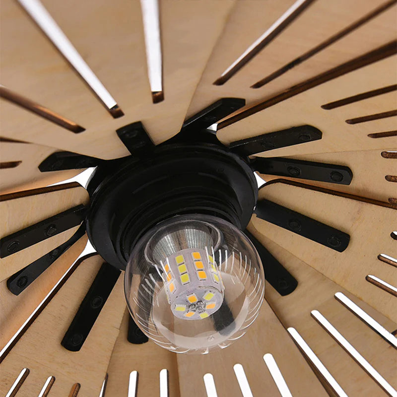 Arisha Design LED Pendelleuchte Gelb/Braun Ess/Schlaf/Wohnzimmer Innenbereich Holz&Metall Warmweiß