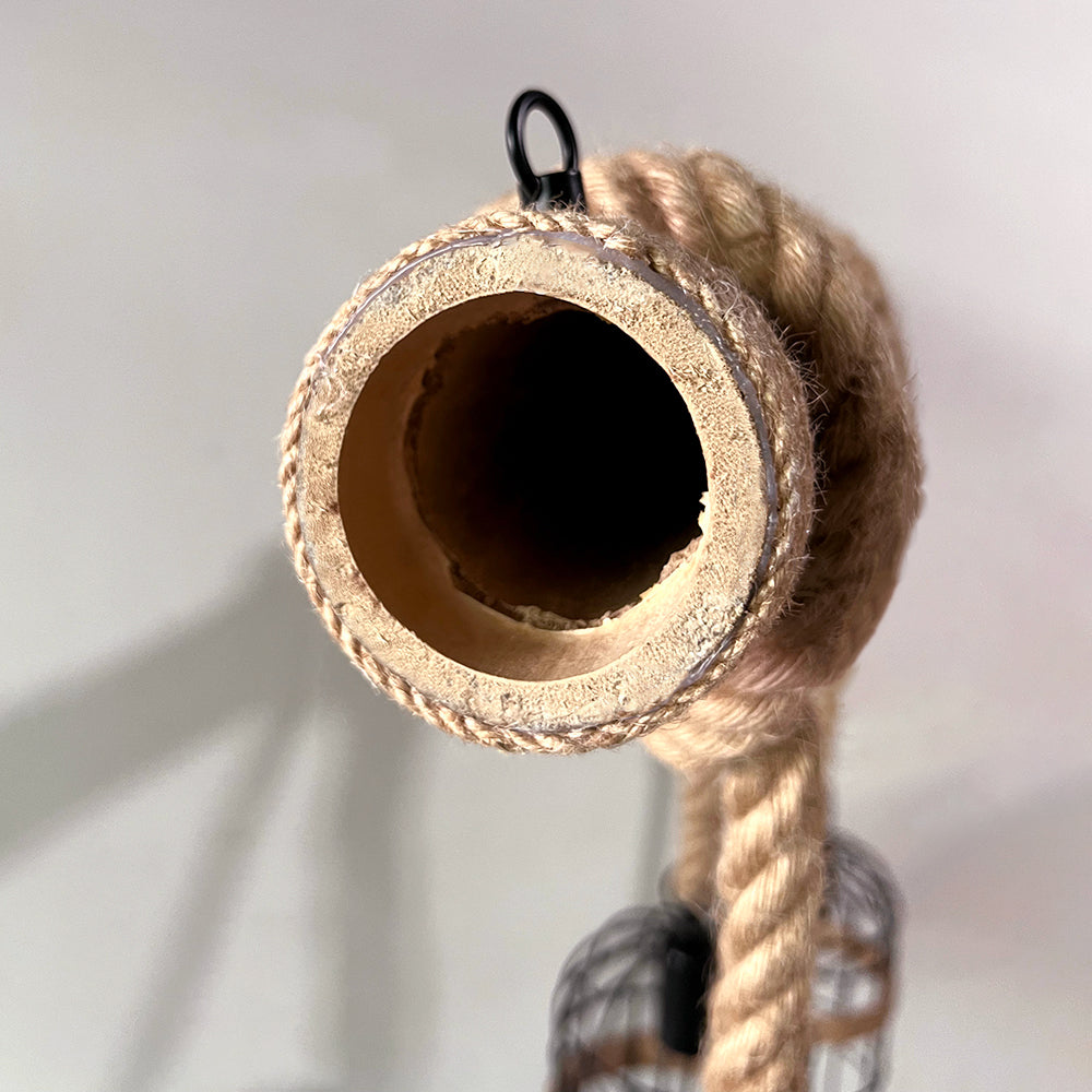 Epoch Vintage Pendelleuchte Zylinder Esstisch, Hanfseil Holz