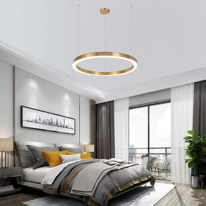Arisha Modern Pendelleuchte Ring Wohnzimmer Schlafzimmer, Gold, Metall Acryl