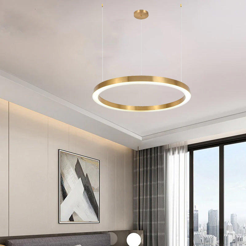 Arisha Modern Pendelleuchte Ring Wohnzimmer Schlafzimmer, Gold, Metall Acryl