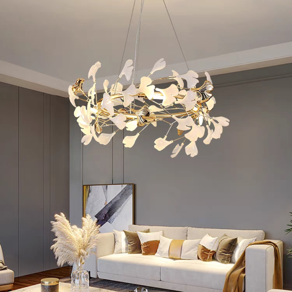 Olivia  Ring   Runde Kronleuchter Moderner gold LED  Keramik