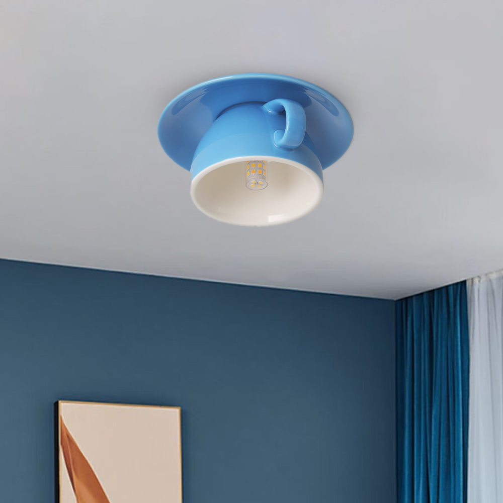 Morandi Modern Deckenleuchte, Blau/Rosa/Gelb, Kaffeetassen, Keramik, Schlafzimmer