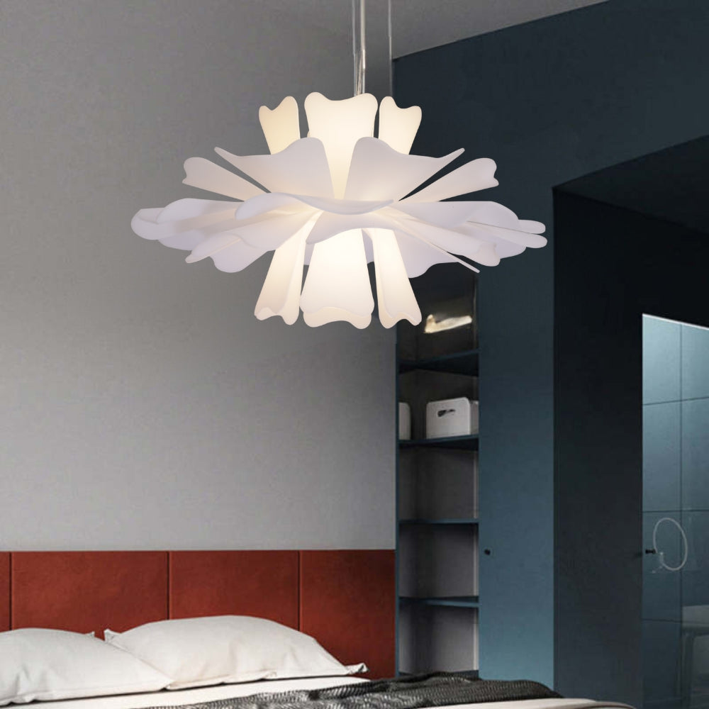 Aria Moderne Pendelleuchte Blumen Weiß, Metall/Acryl Esszimmer/Wohnzimmer
