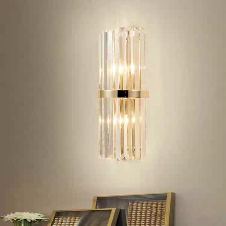 Ray Modern Zylindrisch LED Wandleuchte Gold Schlafzimmer/Flur Innen Metall&Kristall 45/50CM Lang