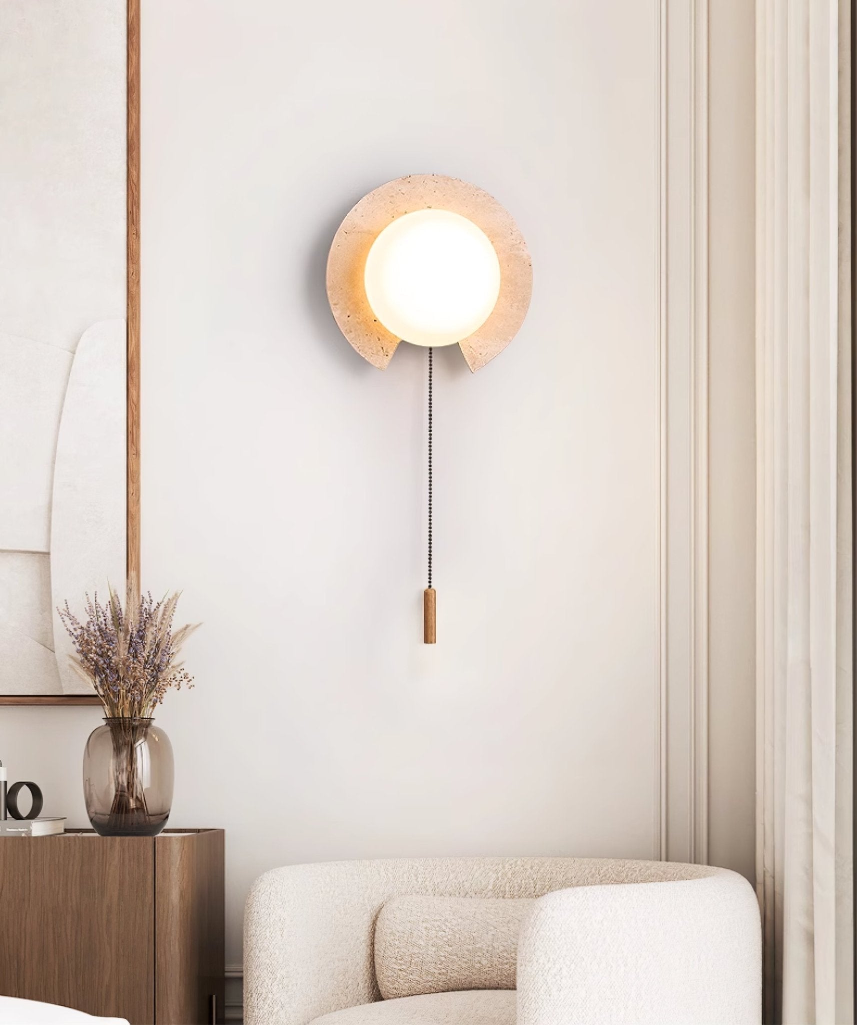 Zamaryra Semi-Circular Travertine Wall Light - Neutralighting