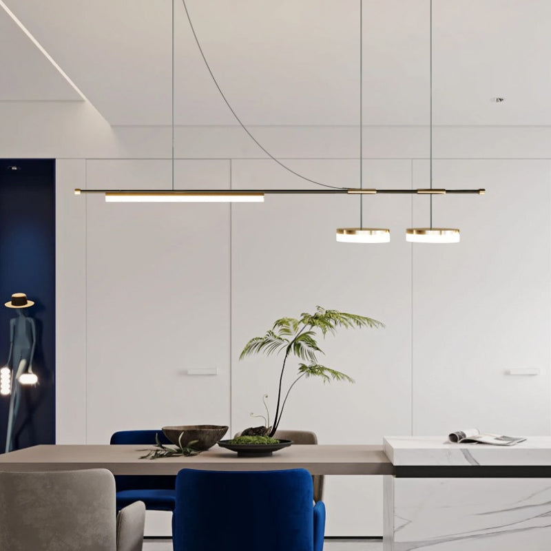 Arisha Modern Lange LED Pendelleuchte Schwarz Metall Esszimmer