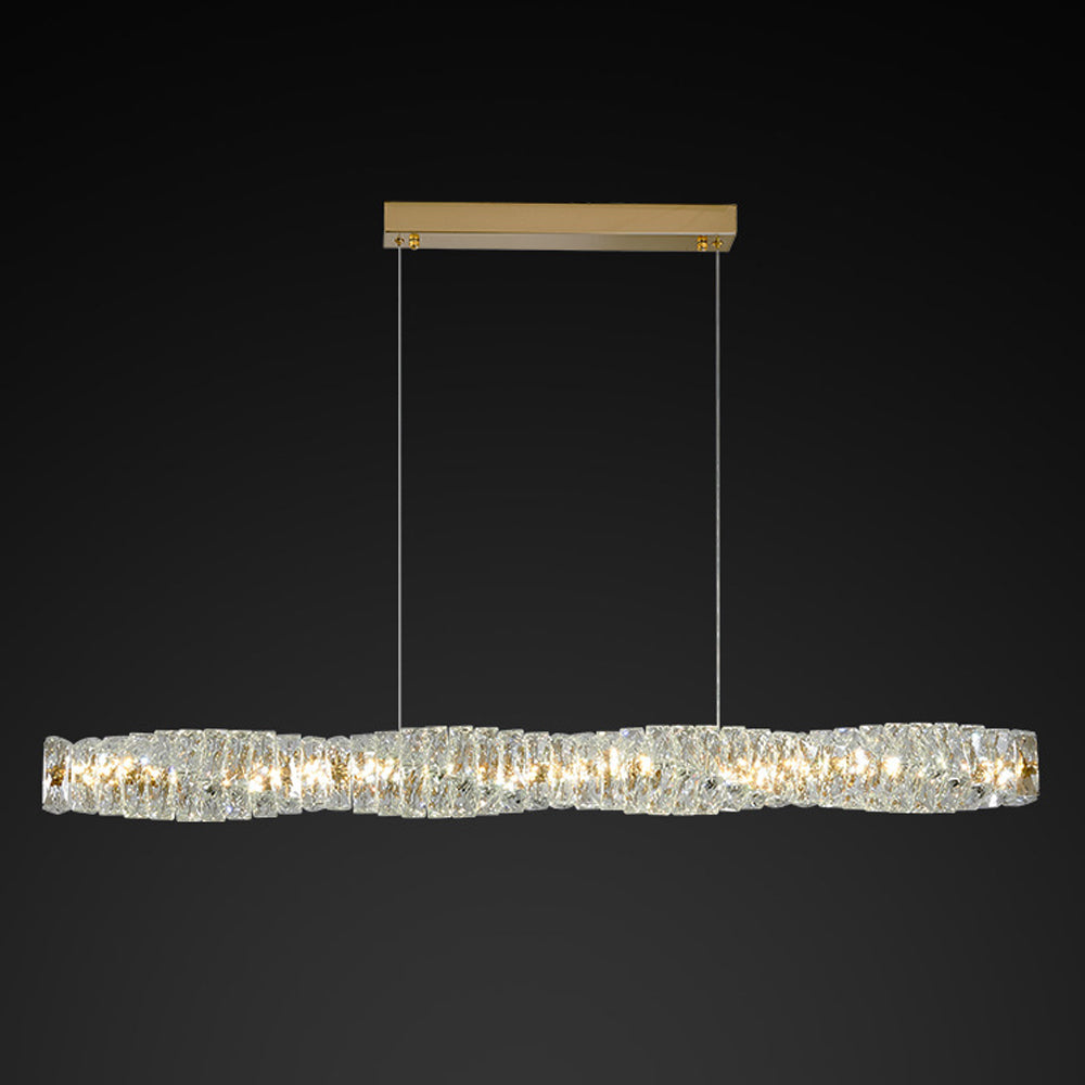Kristy Vintage Linear LED Pendelleuchte Gold/Silber Esstisch/Schlaf/Wohnzimmer 100-120-150cm Metall Kristall