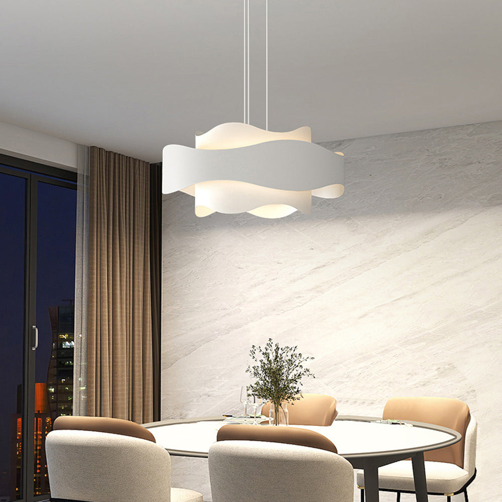 Arisha Design LED Pendel/Denkenleuchte Weiß Plissee Geometrisch Küche/Wohnzimmer