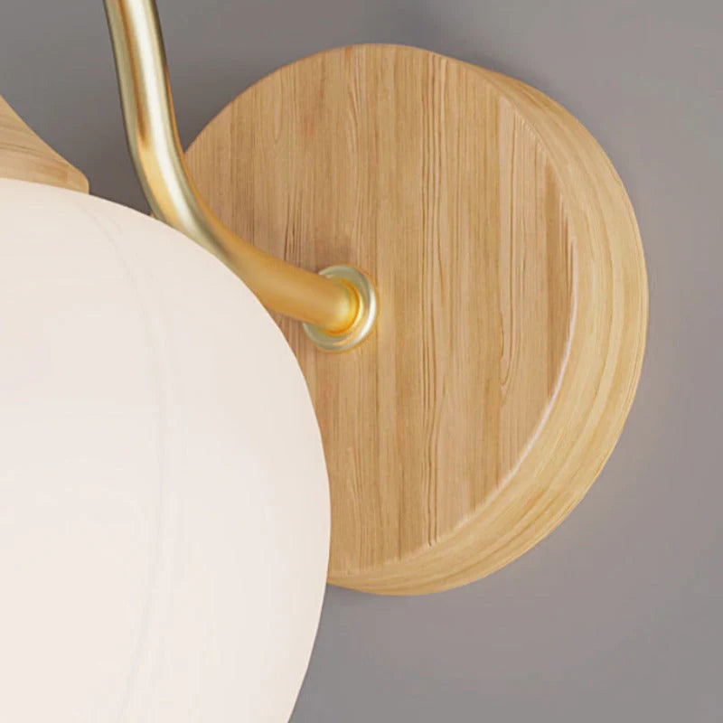 Muto Nordic LED Innenwandleuchte Glas Holz Schlaf Wohnzimmer