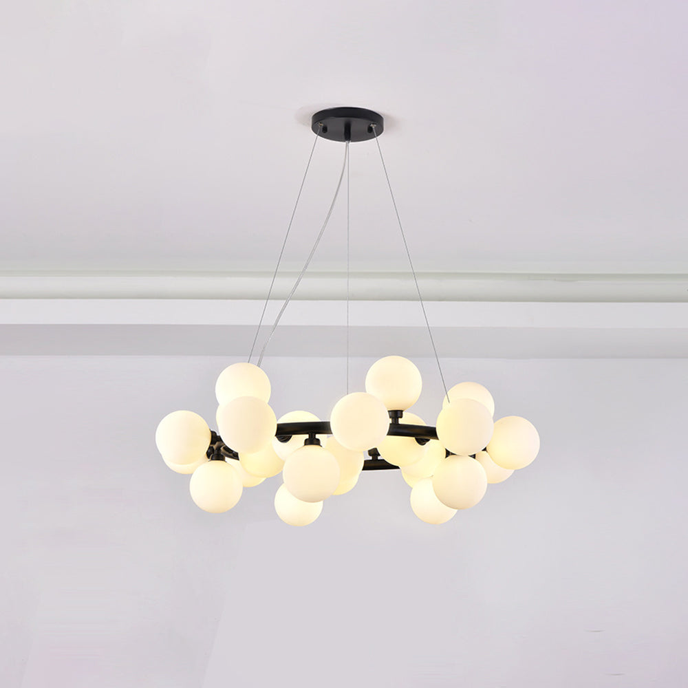 Valentina Design LED Pendelleuchte Schwarz/Gold Glas Ess/Wohnzimmer
