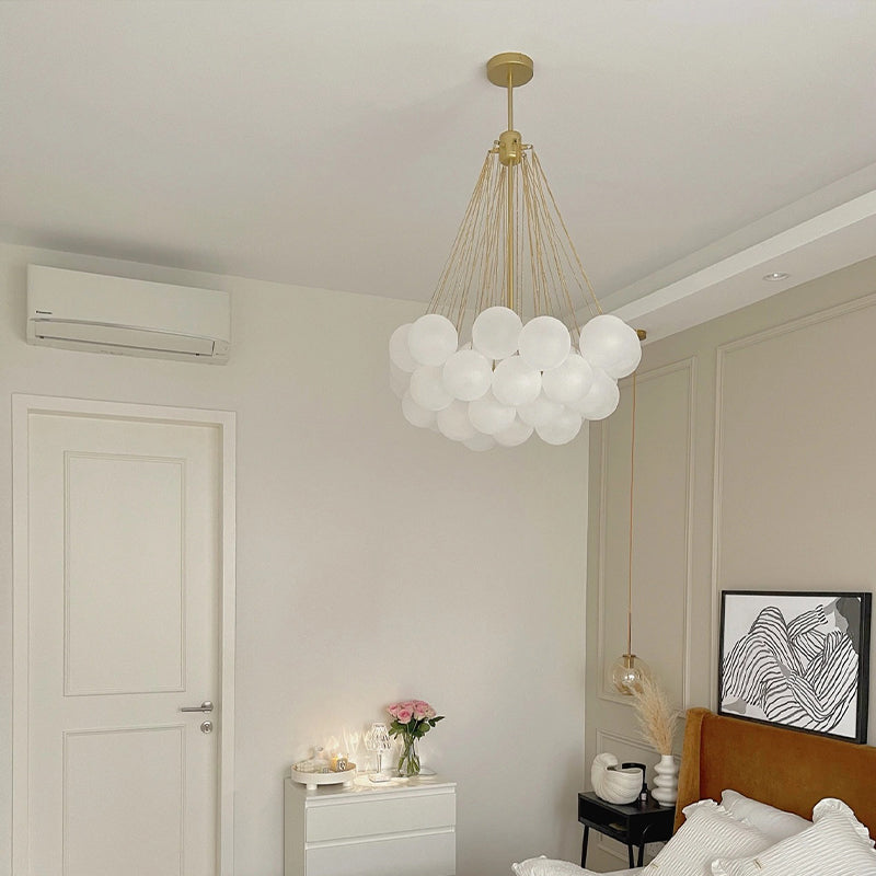Valentina Modern LED Kronleuchter Kugel Schwarz/Gold Wohnzimmer Glas