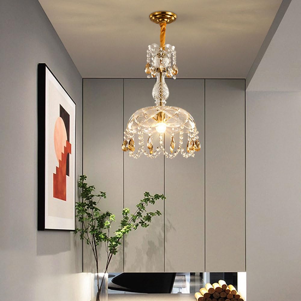 Kristy Retro LED Kristall Runde Pendelleuchte Gold Glas Wohnzimmer Bar