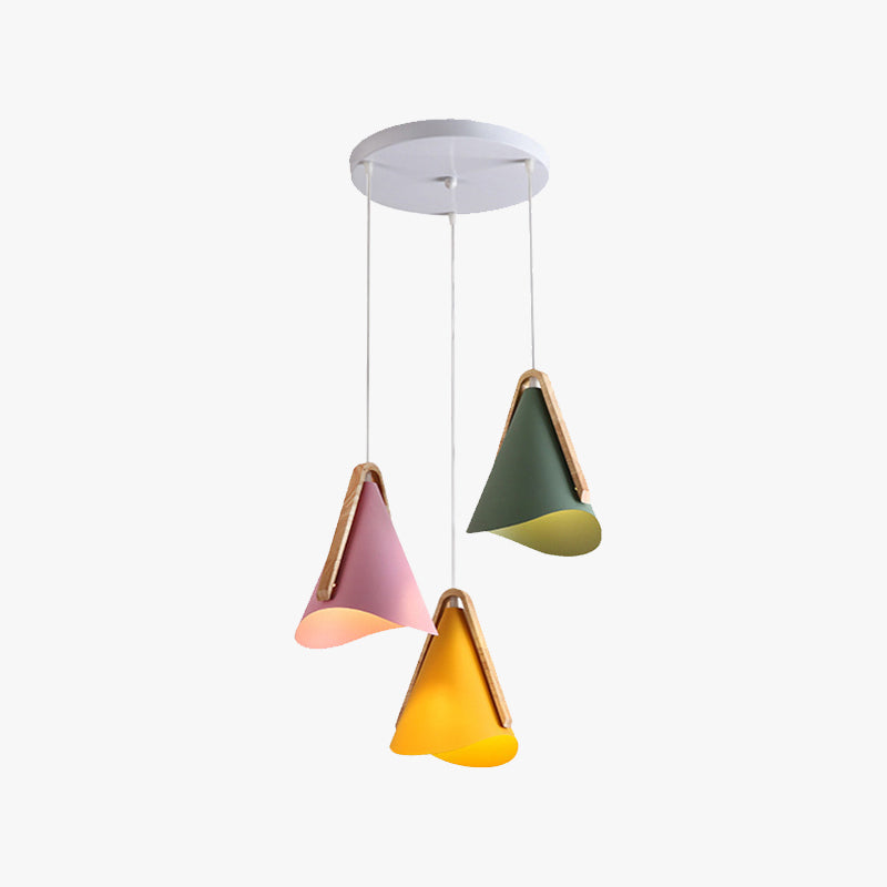 Valentina Modern LED Pendelleuchte Kegel Esstisch 5 Farben Holz Metall